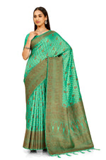 Sea blue color pure kanjiveram silk saree online - Joshindia