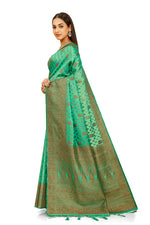 Sea blue color pure kanjiveram silk saree online - Joshindia