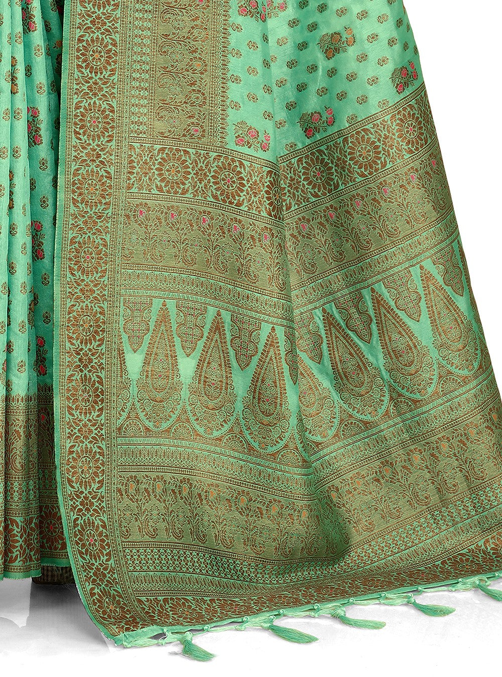 Sea blue color pure kanjiveram silk saree online - Joshindia