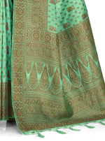 Sea blue color pure kanjiveram silk saree online - Joshindia