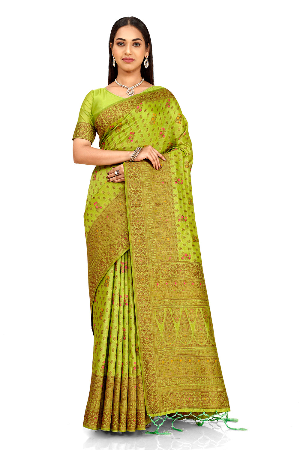 New Super Trending Chartreuse Green Color Designer Saree Collection - Joshindia