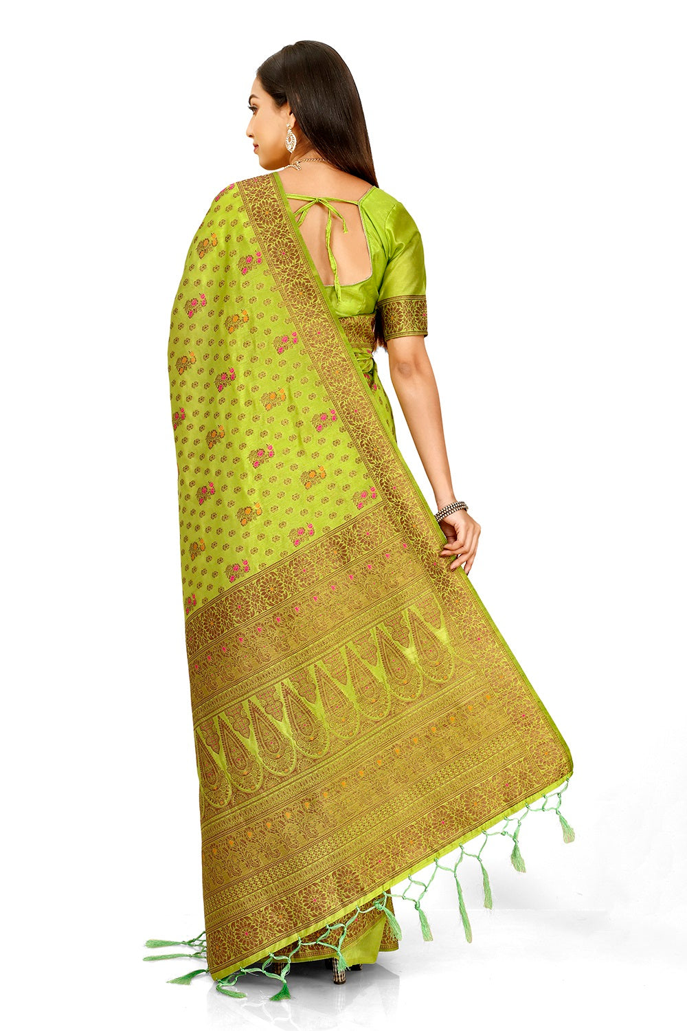 New Super Trending Chartreuse Green Color Designer Saree Collection - Joshindia