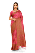 pink color heavy kanjiveram silk saree buy now - Joshindia
