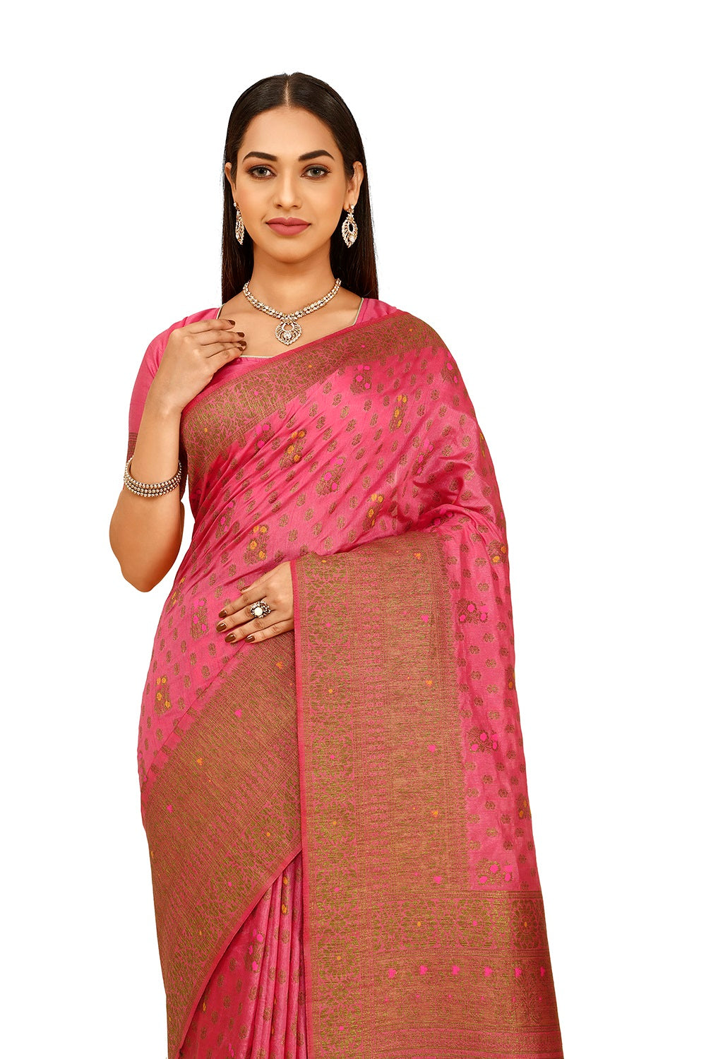 pink color heavy kanjiveram silk saree buy now - Joshindia