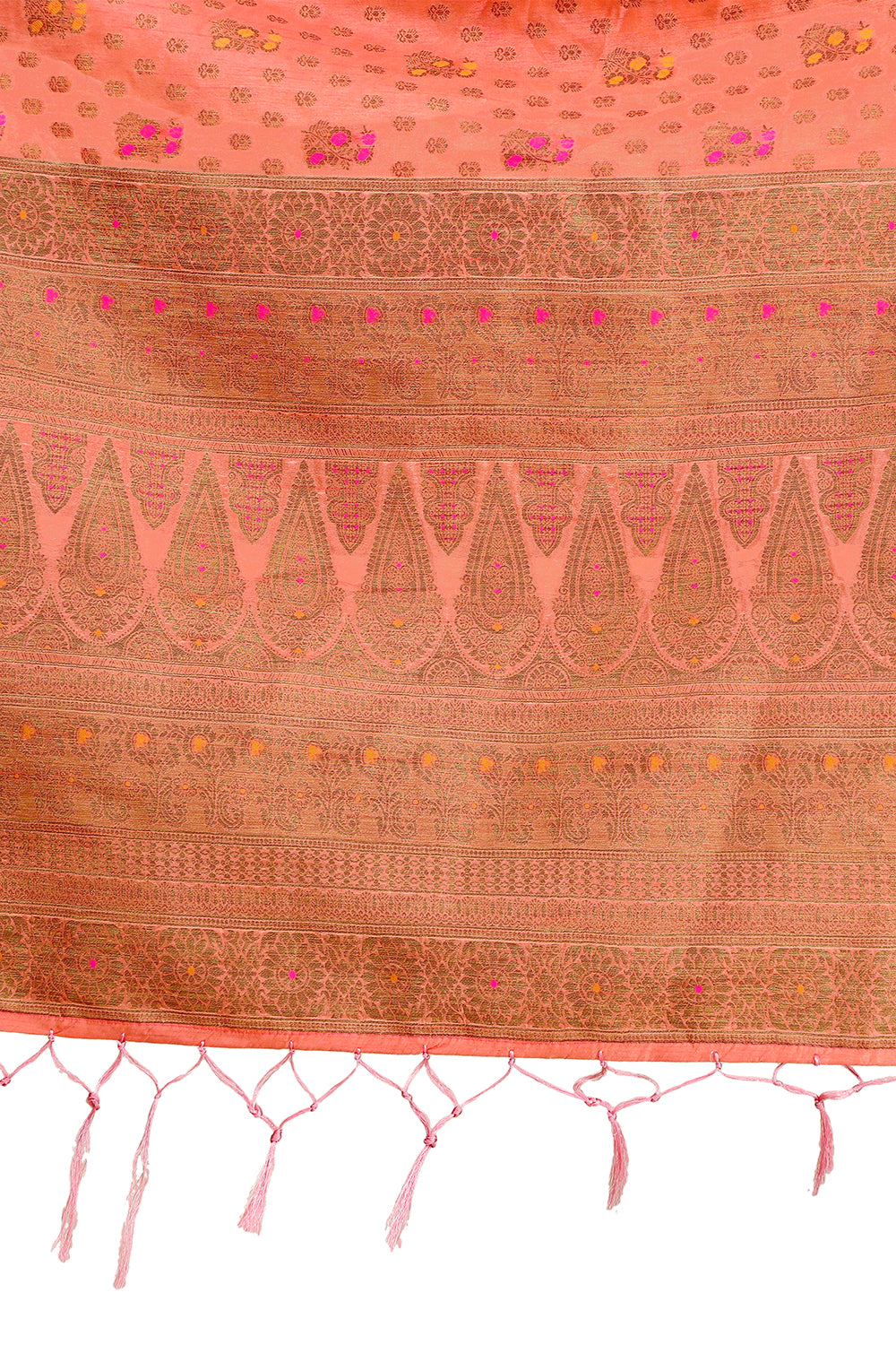 Peach Color pure kanjiveram silk saree online - Joshindia