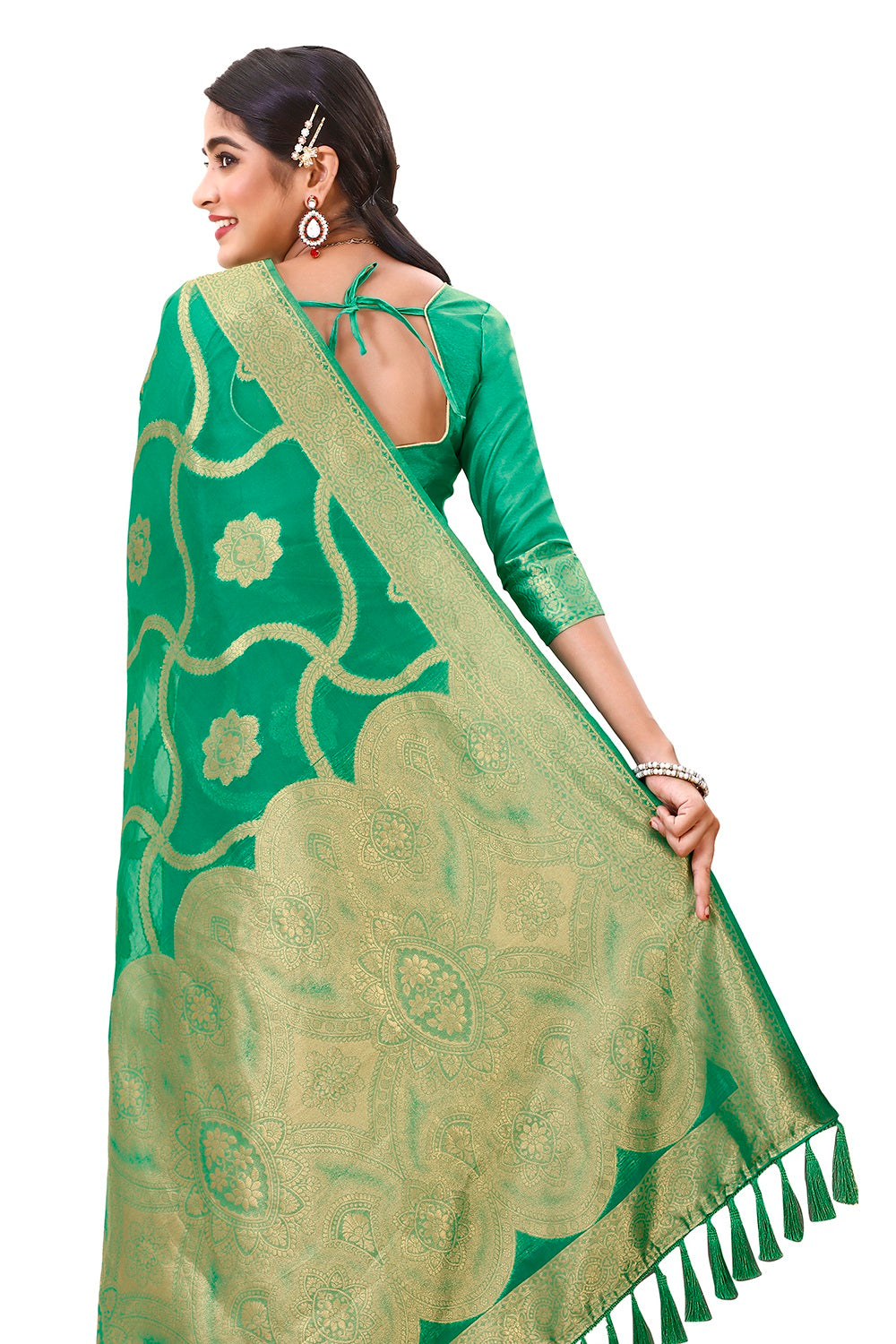 Trendy Green color designer saree at affordable rate - Joshindia