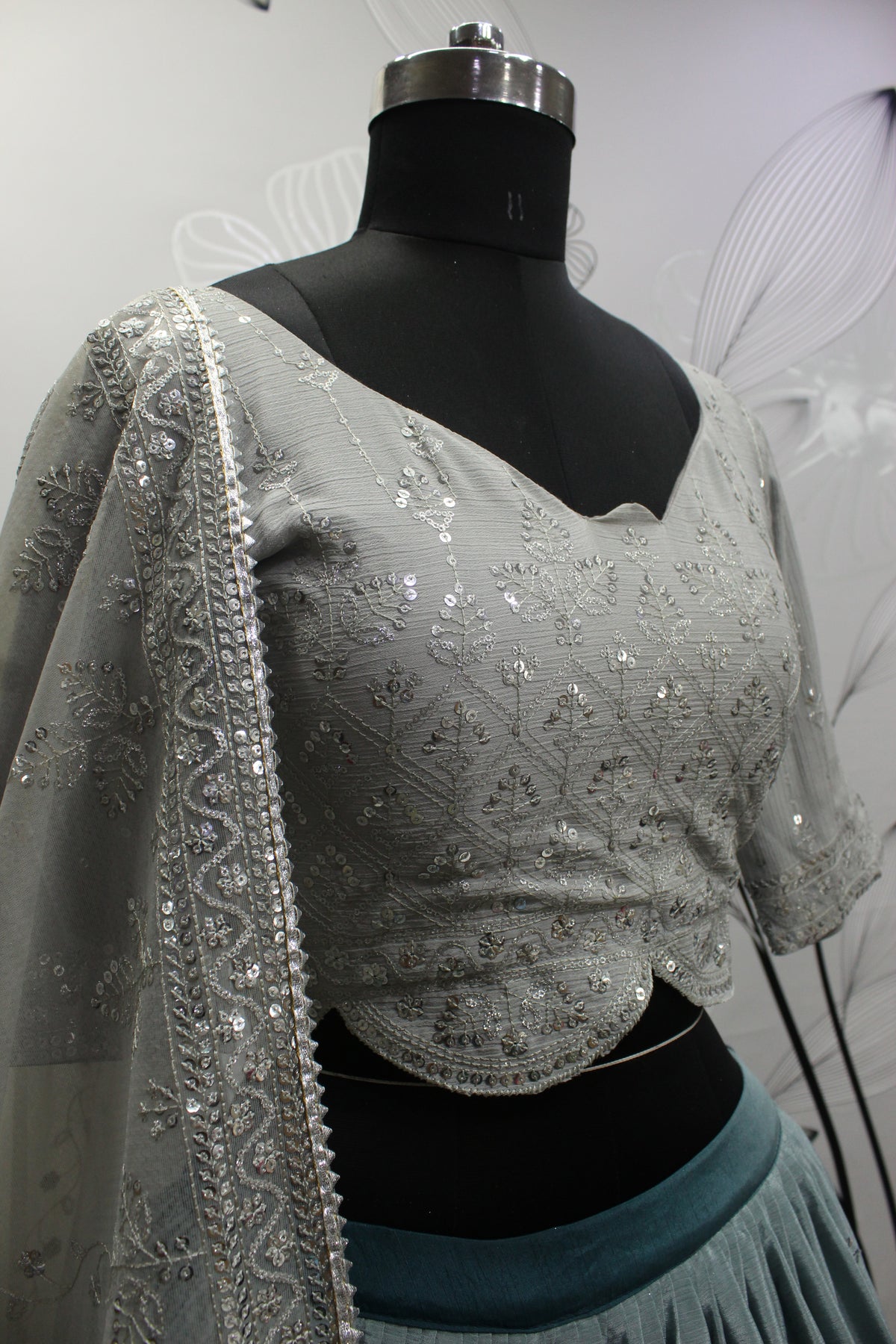 Beautiful Grey Color Lehenga Choli For Wedding - Joshindia