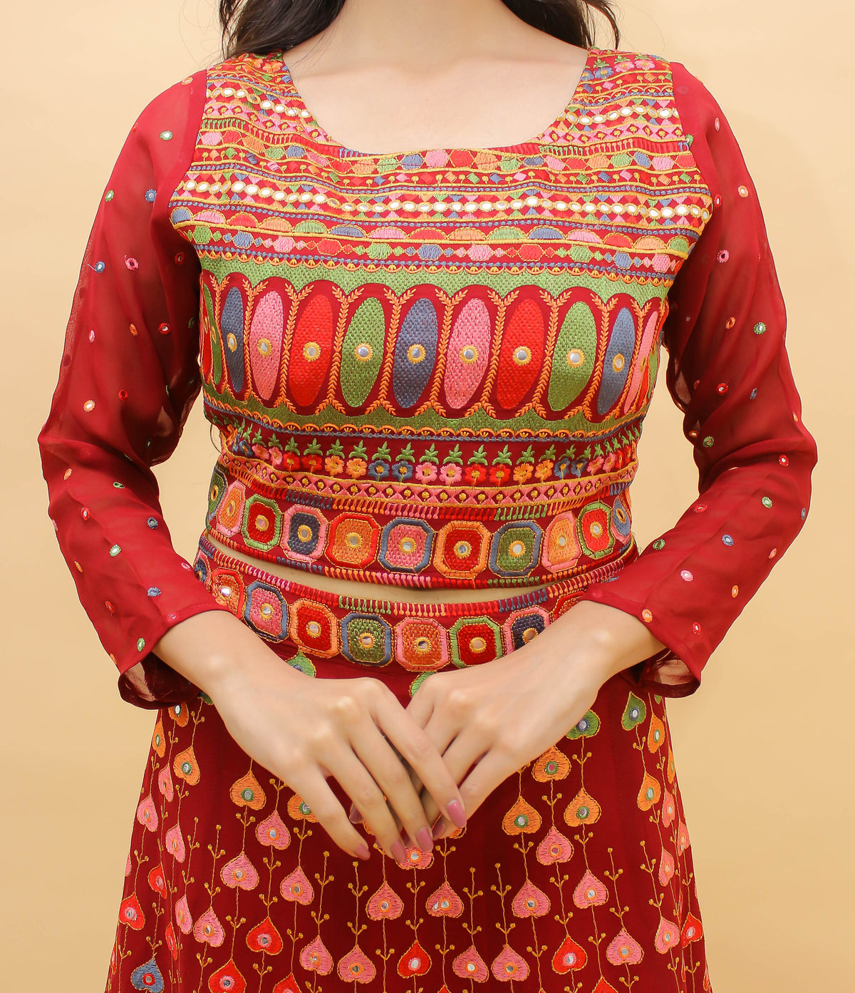 Amazing Red Color Georgette Lehenga Choli - Joshindia