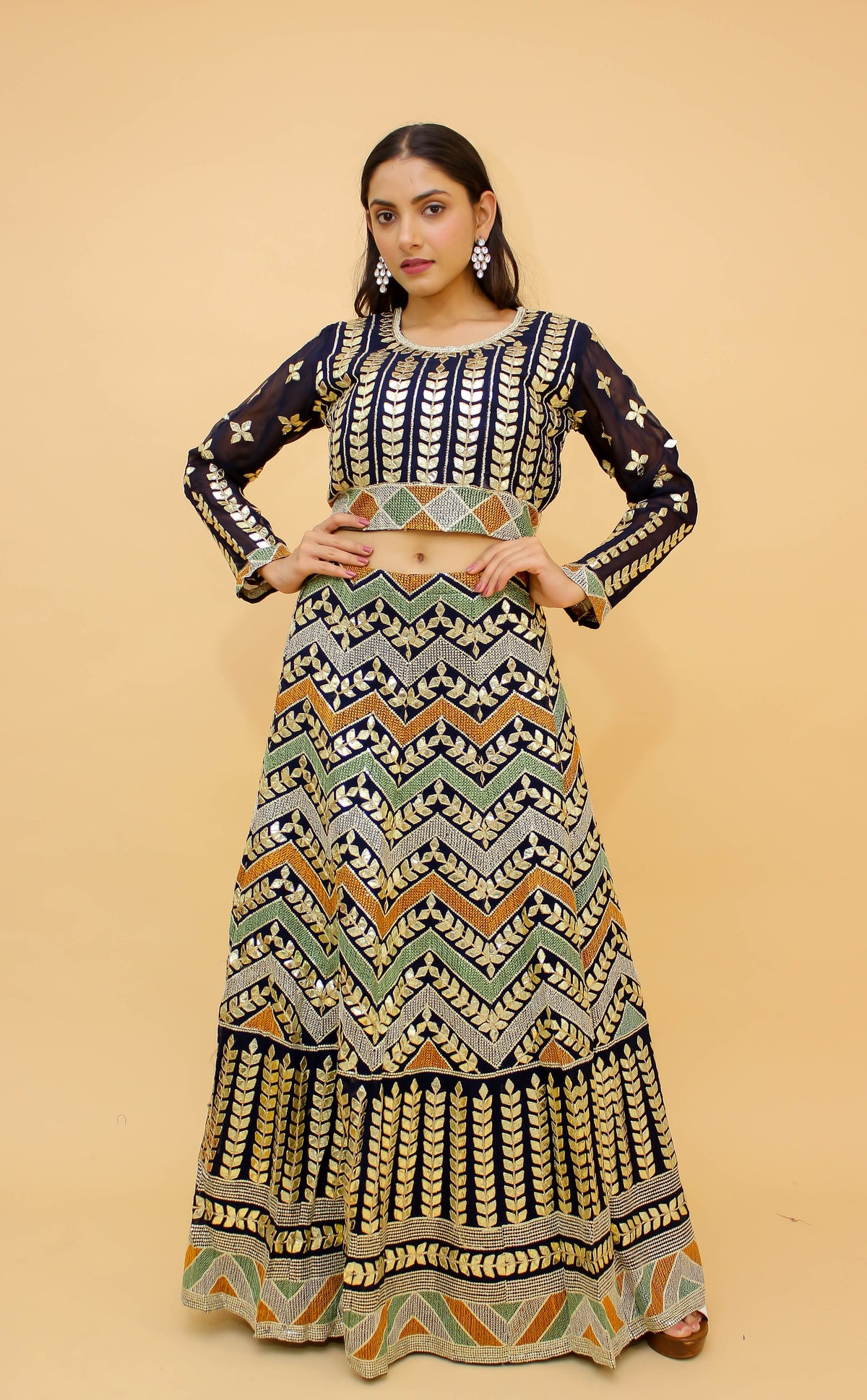 Navy Blue Color Georgette Lehenga Choli At Affordable Rate - Joshindia