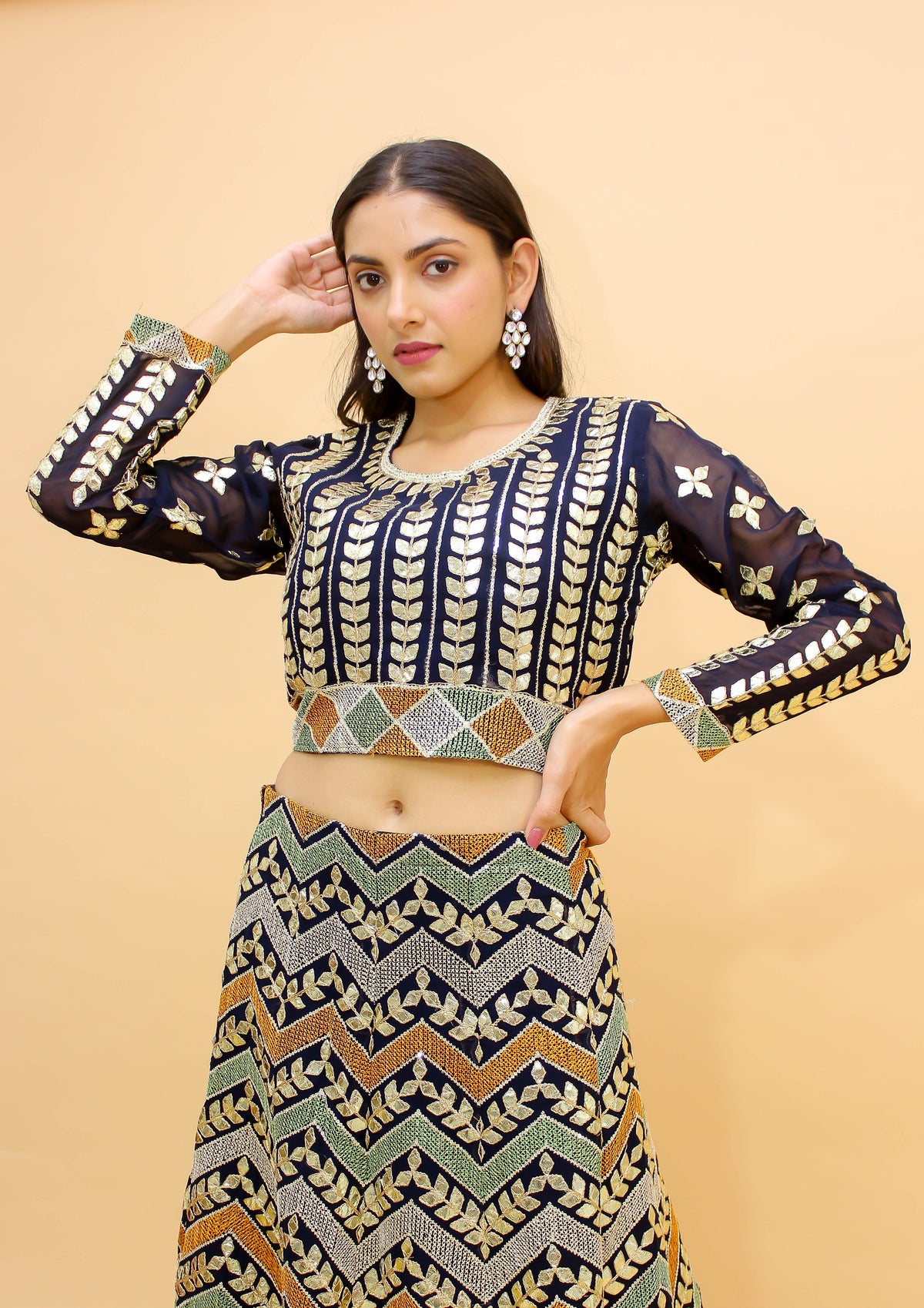 Navy Blue Color Georgette Lehenga Choli At Affordable Rate - Joshindia