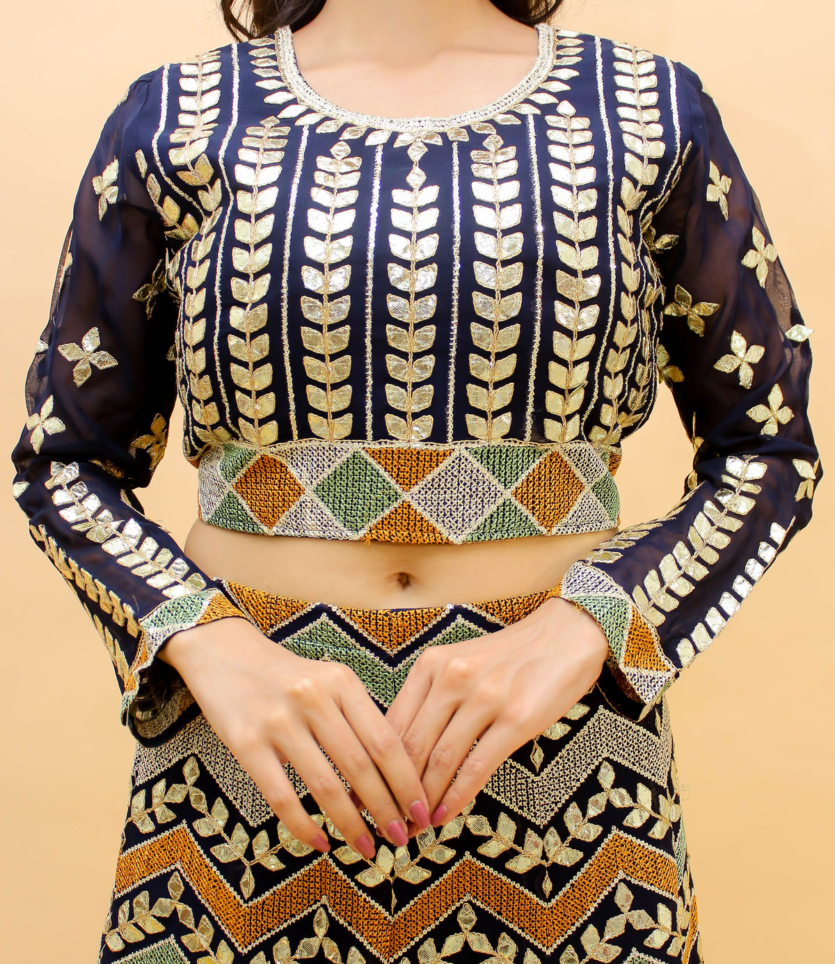 Navy Blue Color Georgette Lehenga Choli At Affordable Rate - Joshindia