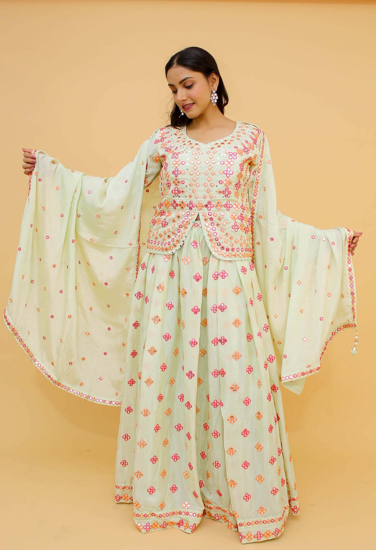 Stylish Pista Green Chinon Lehenga Choli - Joshindia