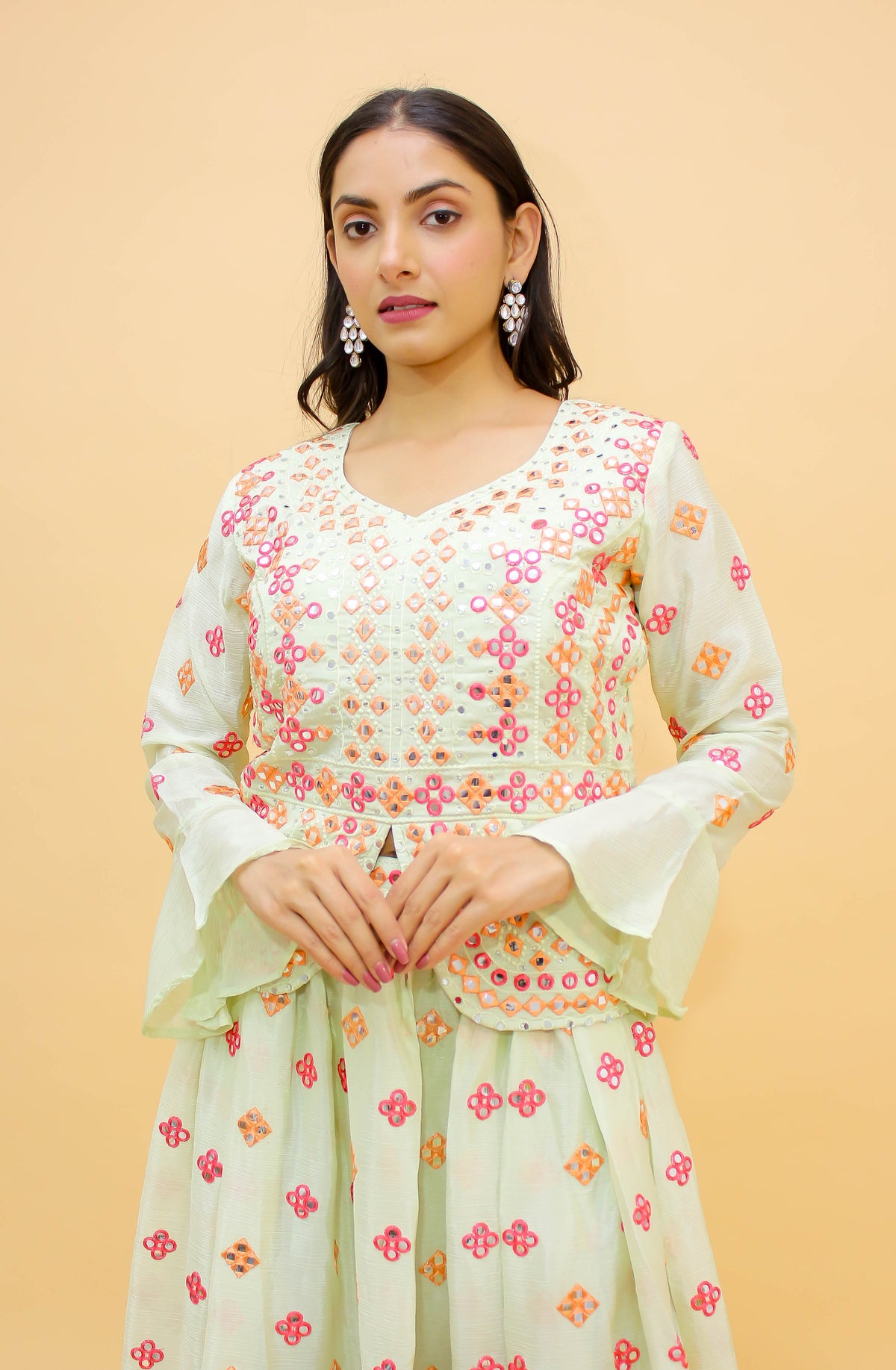 Stylish Pista Green Chinon Lehenga Choli - Joshindia