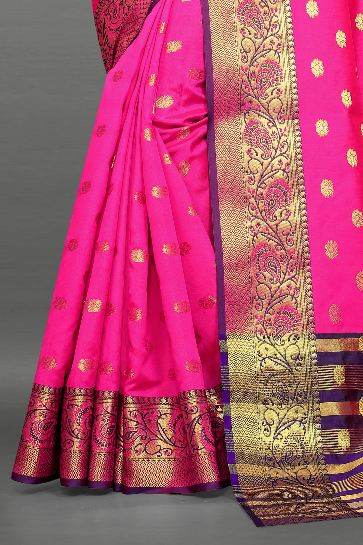 Blue and Pink color banarasi silk saree - Joshindia