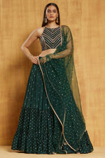 Dark Green Color Georgette Designer Lehnga Choli Buy Now - Joshindia