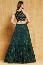 Dark Green Color Georgette Designer Lehnga Choli Buy Now - Joshindia