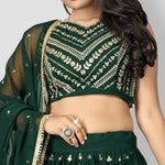 Dark Green Color Georgette Designer Lehnga Choli Buy Now - Joshindia