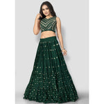 Dark Green Color Georgette Designer Lehnga Choli Buy Now - Joshindia