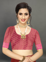 Pink and Pista Green color banarasi silk saree - Joshindia