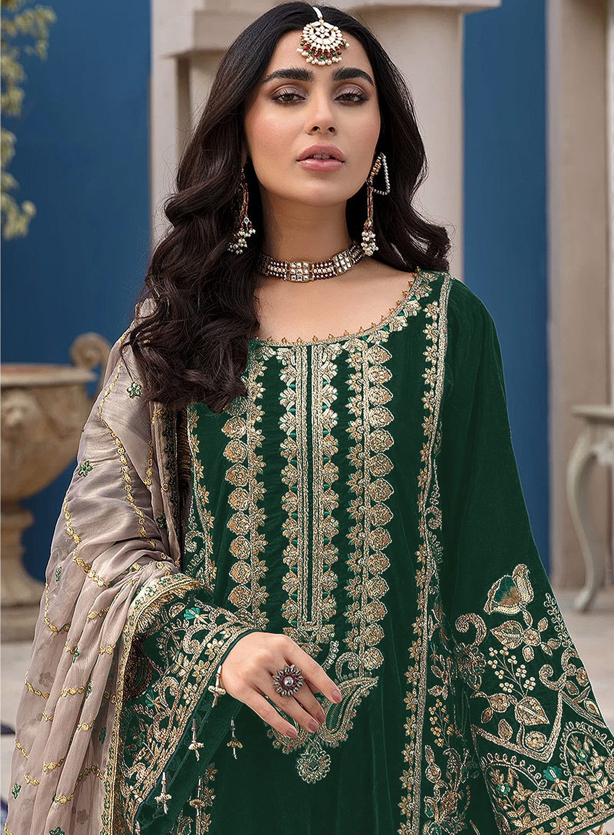 Green Heavy Fox Georgette with Heavy Embroidery Work Pakistani salwar suit - Joshindia