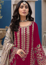 Pink Heavy Fox Georgette with Heavy Embroidery Work Pakistani salwar suit - Joshindia