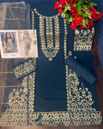 Sea Blue Heavy Fox Georgette with Heavy Embroidery Work Pakisrtani salwar suit - Joshindia