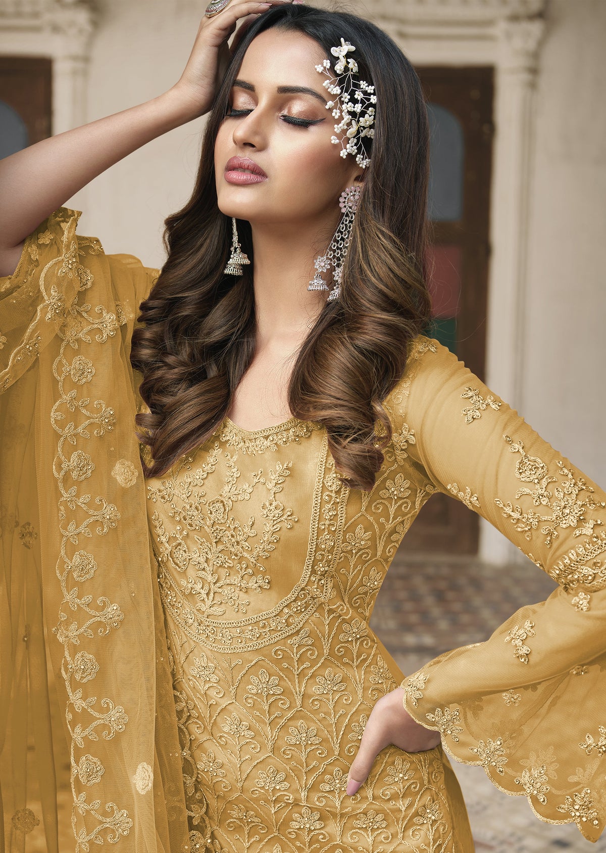 Yellow Color Heavy Butterfly Net Embroided Salwar Suit - Joshindia