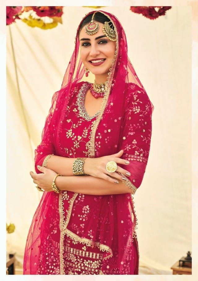 Rani Color Faux Georgette Embroided Sharara suit - Joshindia