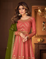 Orange Color Georgette Embroided Semi Stitched Ghaghra Suit - Joshindia