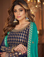 Nevy Blue Color Georgette Embroided Semi Stitched Ghaghra Suit - Joshindia