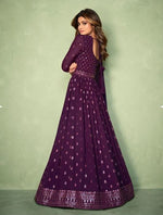 Purple Color Georgette Front and Back Embroidery Work Anarkali Suit - Joshindia