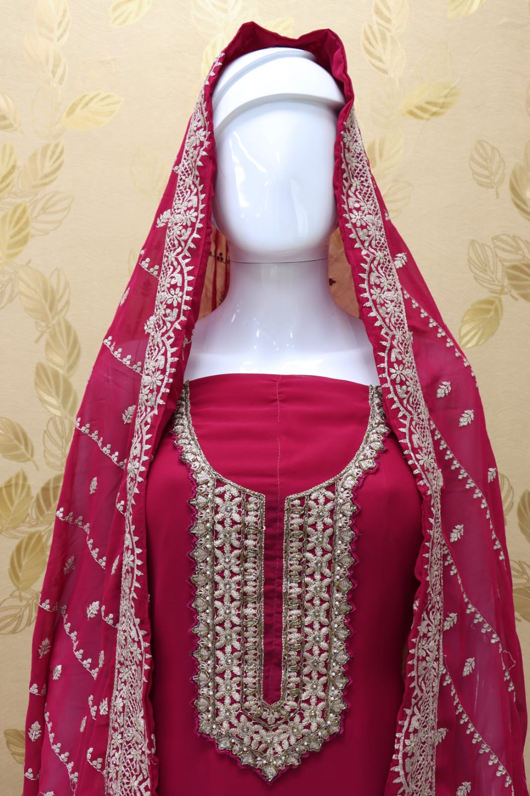 Pink Color Faux Georgette With Embroidery Work Palazzo Suit - Joshindia