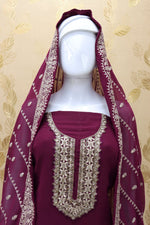 Purple Color Faux Georgette With Embroidery Work Palazzo Suit - Joshindia