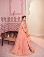 Pink Color Russian Silk Embroided Gowen for Woman - Joshindia