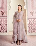 Purple Color Russian Silk Embroided Gowen for Woman - Joshindia