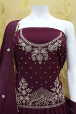 Purple Color Faux Georgette Embroided Sharara Suit - Joshindia