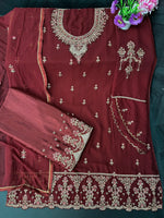 Maroon Georgette Embroided Semi Stitched Palazzo Suit - Joshindia