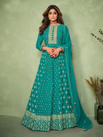 Bottle Green Georgette Embroided Anarkali Salwar Suit - Joshindia