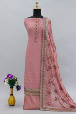 Gold Rose Color Georgette Straight Salwar Suit - Joshindia