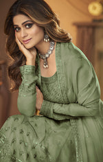 Green Fox Georgette With Sequence Work Anarkali Suit - Joshindia