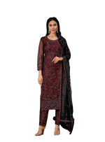 Maroon Color Women Soft Net Embroidery Work Straight Salwar Suit - Joshindia