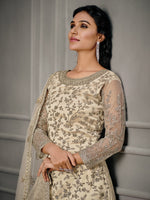 White Color Women Soft Net Embroidery Work Straight Salwar Suit - Joshindia