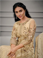 Off White Color Women Soft Net Embroidery Work Straight Salwar Suit - Joshindia