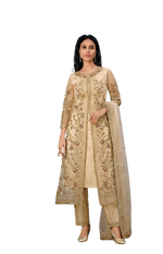 Off White Color Women Soft Net Embroidery Work Straight Salwar Suit - Joshindia