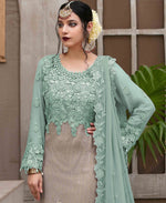 Sea Green Heavy Fox Georgette with Heavy Embroidery Sequence Work Straight Suit - Joshindia