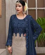 Nevy Blue Heavy Fox Georgette with Heavy Embroidery Sequence Work Straight Suit - Joshindia
