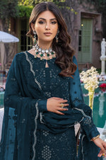 Sea Blue Embroidery Sequence Work Semi Stitched Salwar Suit - Joshindia