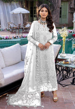 White Embroidery Sequence Work Semi Stitched Salwar Suit - Joshindia