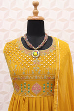 Yellow Color Heavy Faux Georgette With Sequence Work Anarkali Salwar Suit - Joshindia