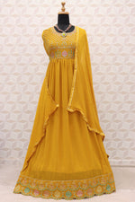 Yellow Color Heavy Faux Georgette With Sequence Work Anarkali Salwar Suit - Joshindia